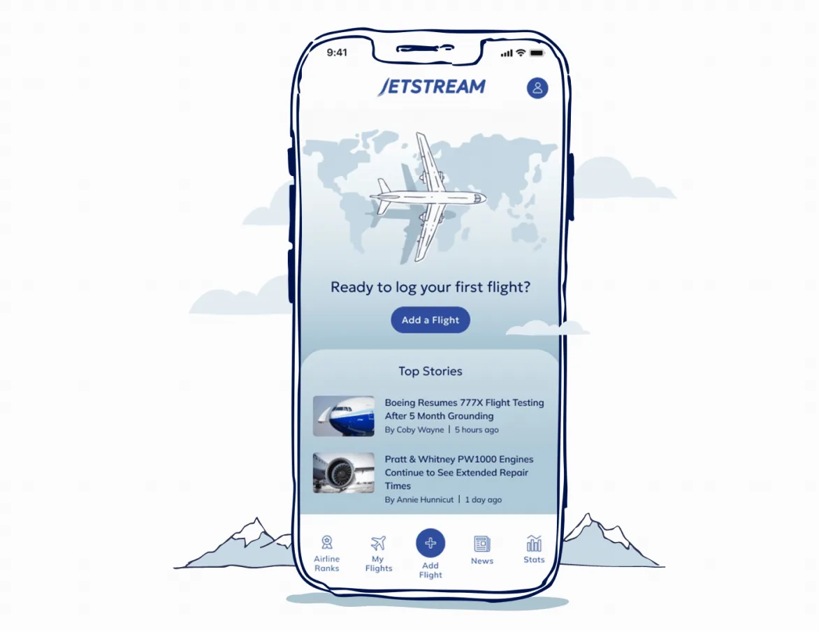 The Project Jetstream app floating above a stylised cloudscape