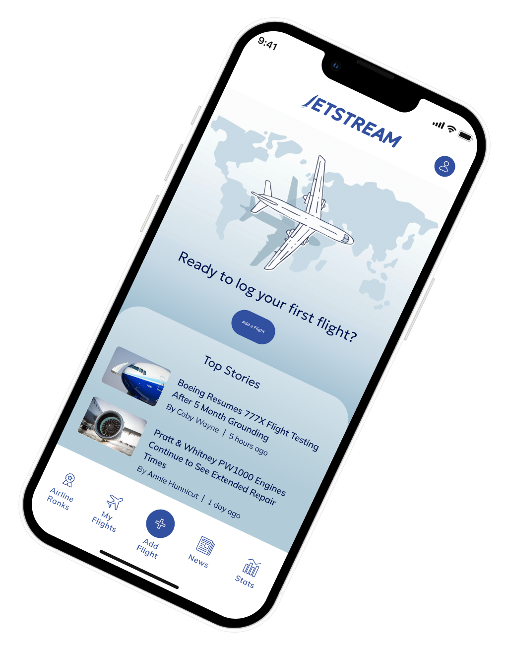 Jetstream app home screen